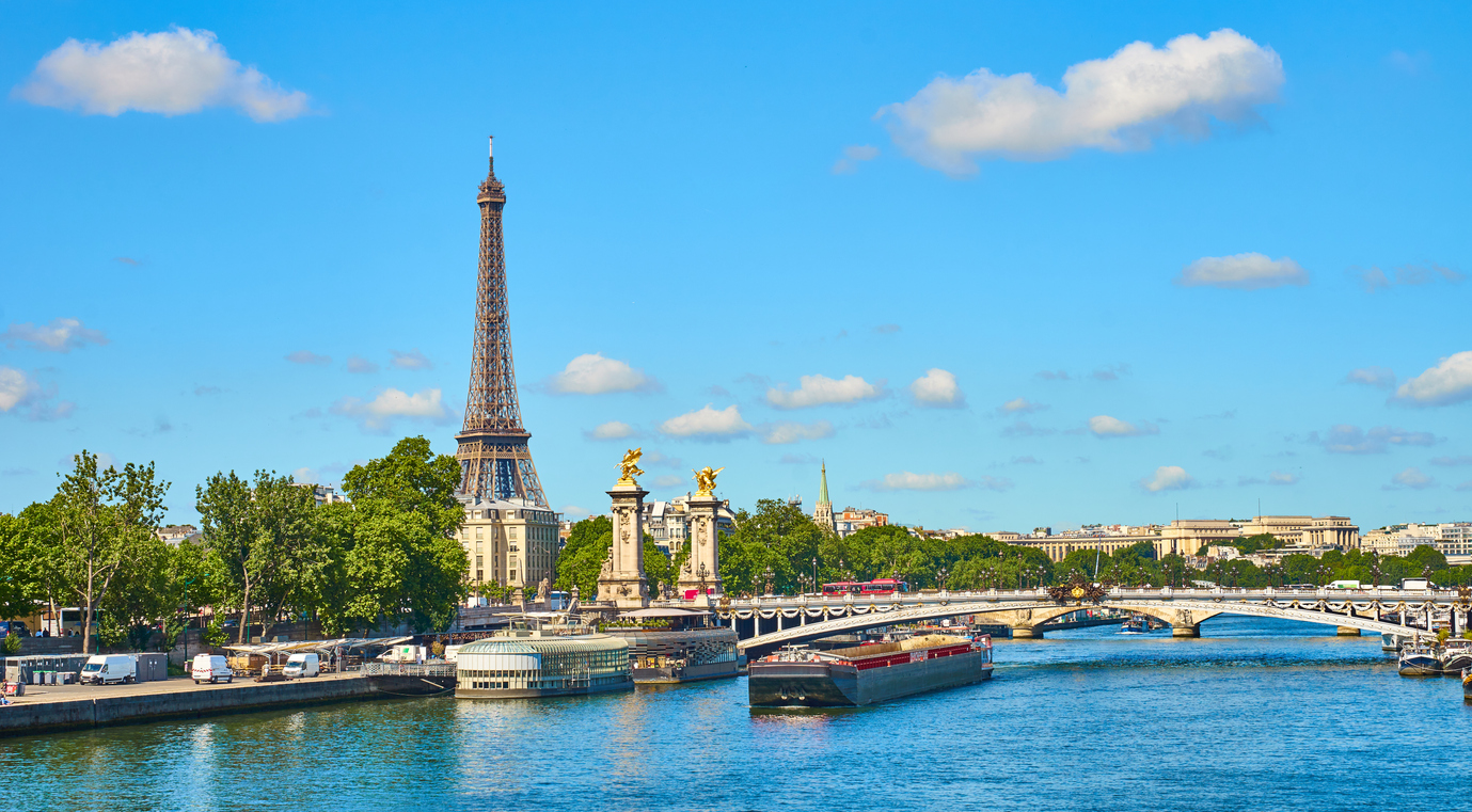 Paris - Bridge "Pont Alexandre III" with Eiffel Tower in the Background